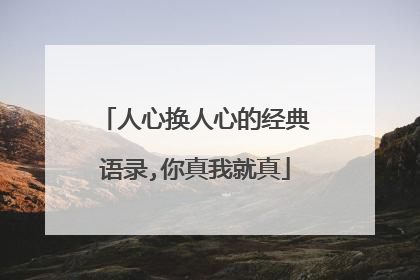 人心换人心的经典语录,你真我就真