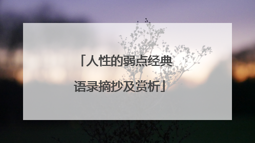 人性的弱点经典语录摘抄及赏析