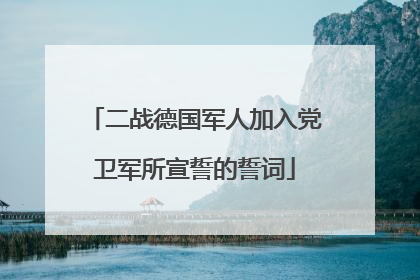 二战德国军人加入党卫军所宣誓的誓词