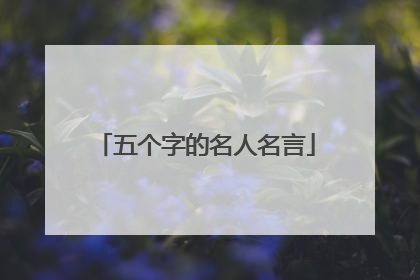 五个字的名人名言