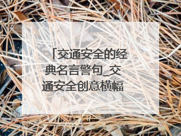 交通安全的经典名言警句_交通安全创意横幅标语句子