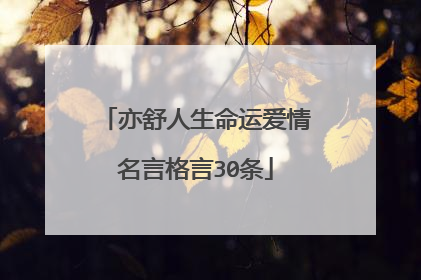 亦舒人生命运爱情名言格言30条