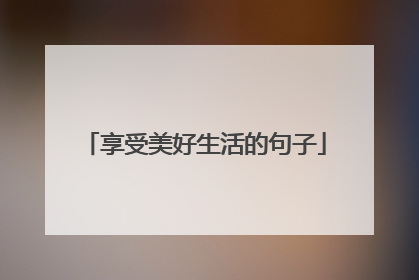 享受美好生活的句子