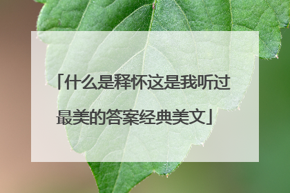 什么是释怀这是我听过最美的答案经典美文