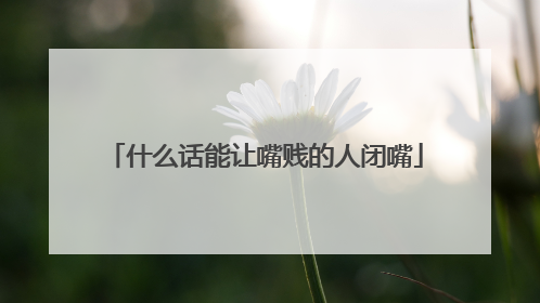 什么话能让嘴贱的人闭嘴