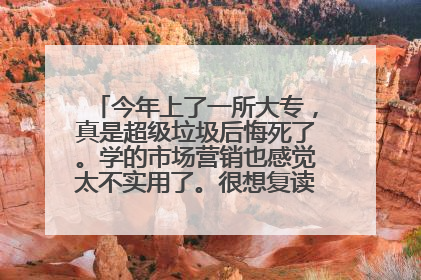今年上了一所大专，真是超级垃圾后悔死了。学的市场营销也感觉太不实用了。很想复读。怎么办啊。。。