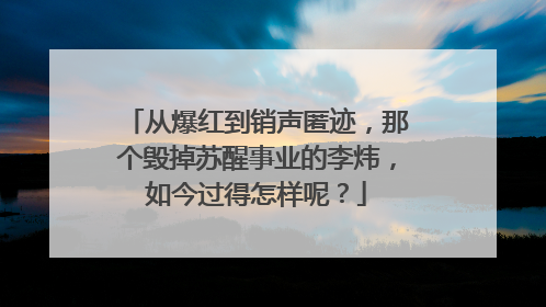 从爆红到销声匿迹，那个毁掉苏醒事业的李炜，如今过得怎样呢？