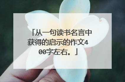 从一句读书名言中获得的启示的作文400字左右。