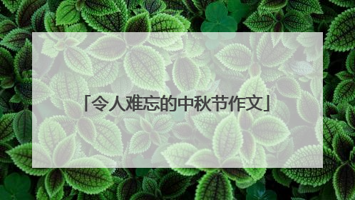 令人难忘的中秋节作文