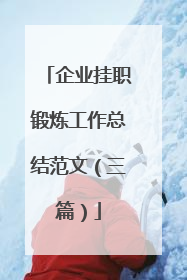 企业挂职锻炼工作总结范文（三篇）