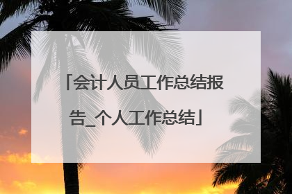 会计人员工作总结报告_个人工作总结