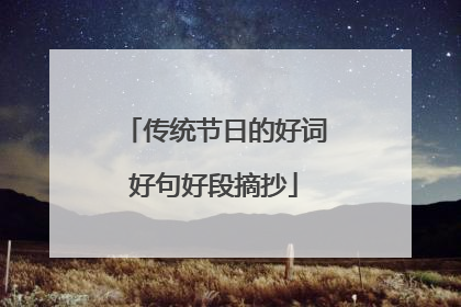传统节日的好词好句好段摘抄