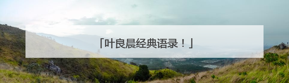 叶良晨经典语录!