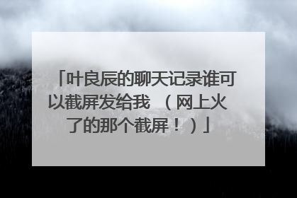 叶良辰的聊天记录谁可以截屏发给我 (网上火了的那个截屏!)