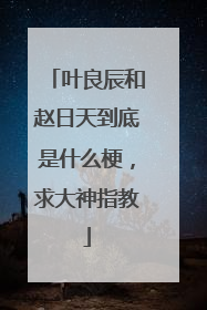 叶良辰和赵日天到底是什么梗，求大神指教