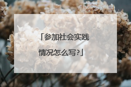 参加社会实践情况怎么写?