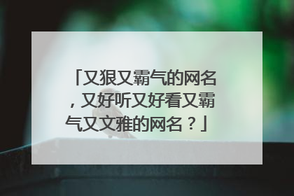 又狠又霸气的网名，又好听又好看又霸气又文雅的网名？
