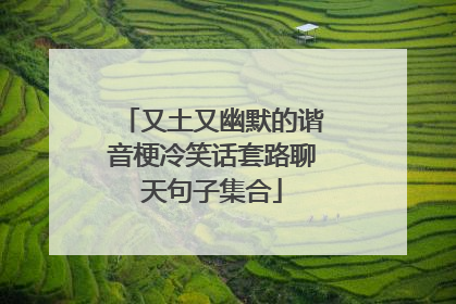 又土又幽默的谐音梗冷笑话套路聊天句子集合
