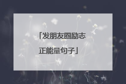 发朋友圈励志正能量句子