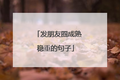 发朋友圈成熟稳重的句子