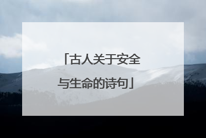 古人关于安全与生命的诗句