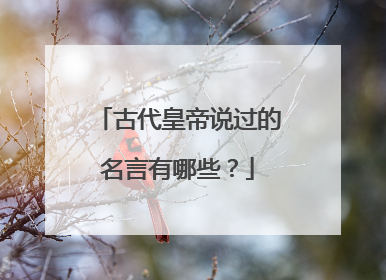 古代皇帝说过的名言有哪些?