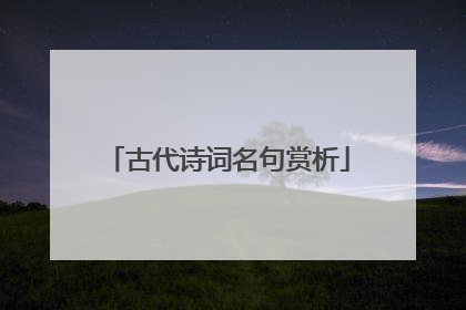 古代诗词名句赏析