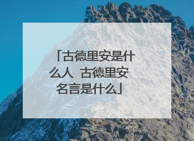 古德里安是什么人 古德里安名言是什么