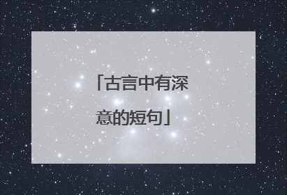 古言中有深意的短句