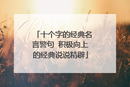 十个字的经典名言警句 积极向上的经典说说精辟