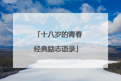 十八岁的青春经典励志语录
