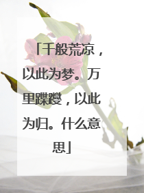 千般荒凉,以此为梦。万里蹀躞,以此为归。什么意思