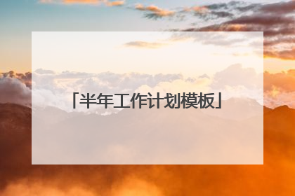 半年工作计划模板