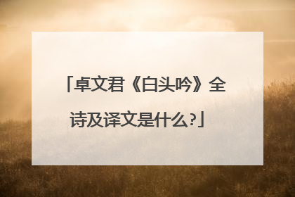 卓文君《白头吟》全诗及译文是什么?