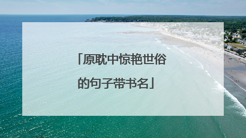 原耽中惊艳世俗的句子带书名