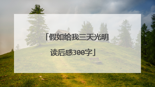 假如给我三天光明读后感300字