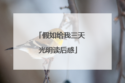假如给我三天光明读后感