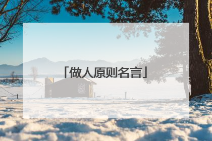 做人原则名言