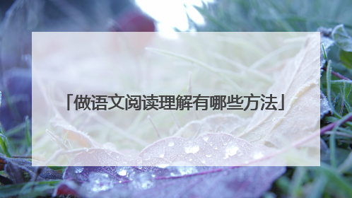 做语文阅读理解有哪些方法