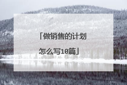 做销售的计划怎么写10篇