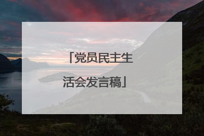 党员民主生活会发言稿