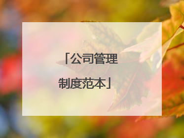 公司管理制度范本