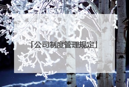 公司制度管理规定