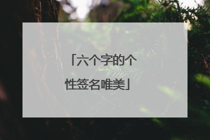 六个字的个性签名唯美