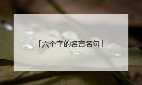 六个字的名言名句