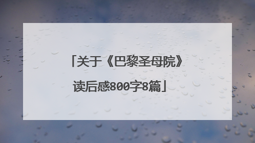 关于《巴黎圣母院》读后感800字8篇