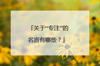 关于“专注”的名言有哪些？