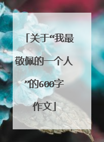 关于“我最敬佩的一个人”的600字作文