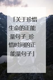 关于珍惜生命的正能量句子_珍惜时间的正能量句子