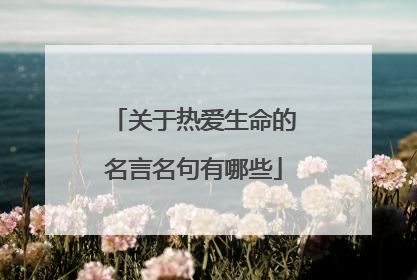 关于热爱生命的名言名句有哪些